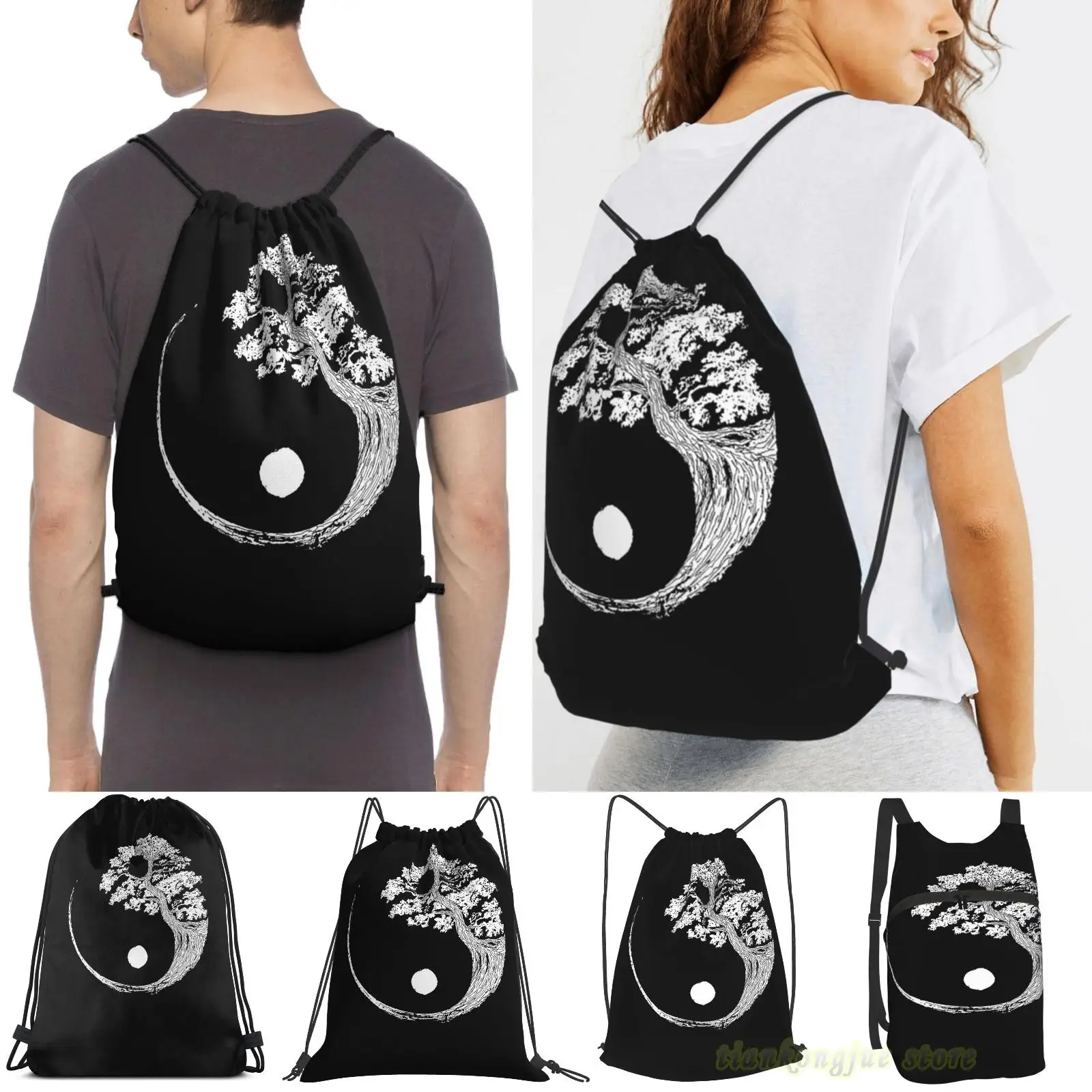 Yin Yang Bonsai Tree Japanese Buddhist Zen Men Outdoor Travel Gym Bag