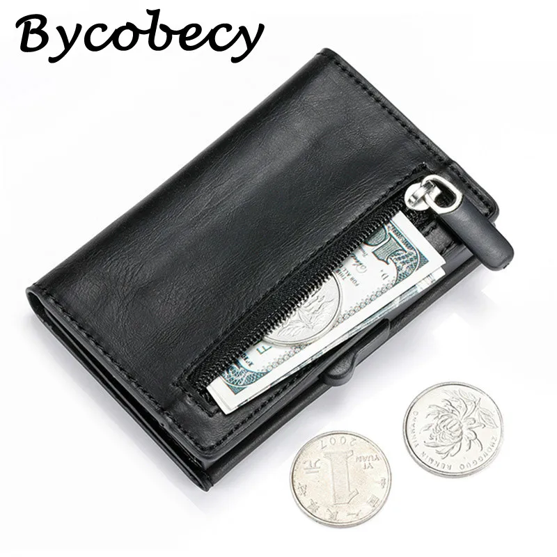 Bycobecy Для мужчин кошелек с блокировкой радиочастотной идентификации из искусственной кожи держатель для карт новую карту чехол одиночная коробка смарт-Кредитная карта держатель RFID Монета кошелек