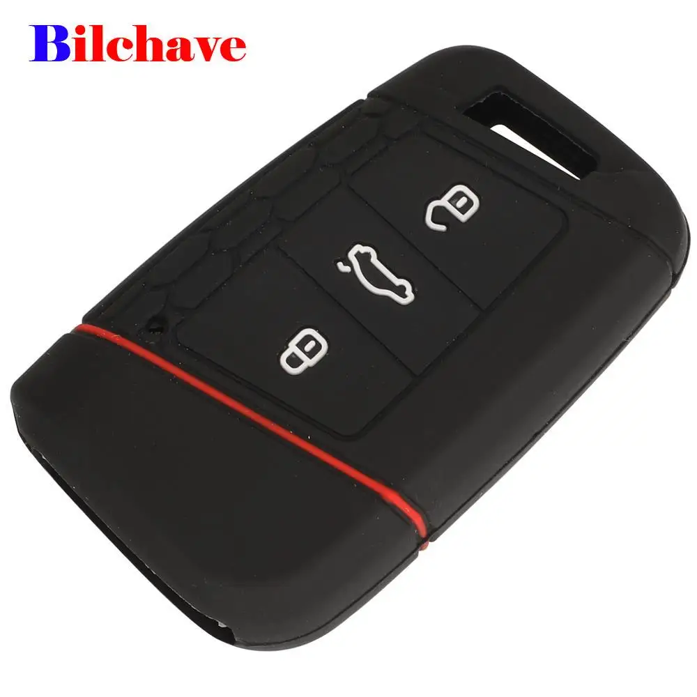 Jingyuqin 100pcs Skoda Octavia Kodiaq Karoq 폭스 바겐 폭스 바겐 폴로 Passat B8 Tiguan 2 Fob 실리콘 원격 키 케이스 커버 3BT