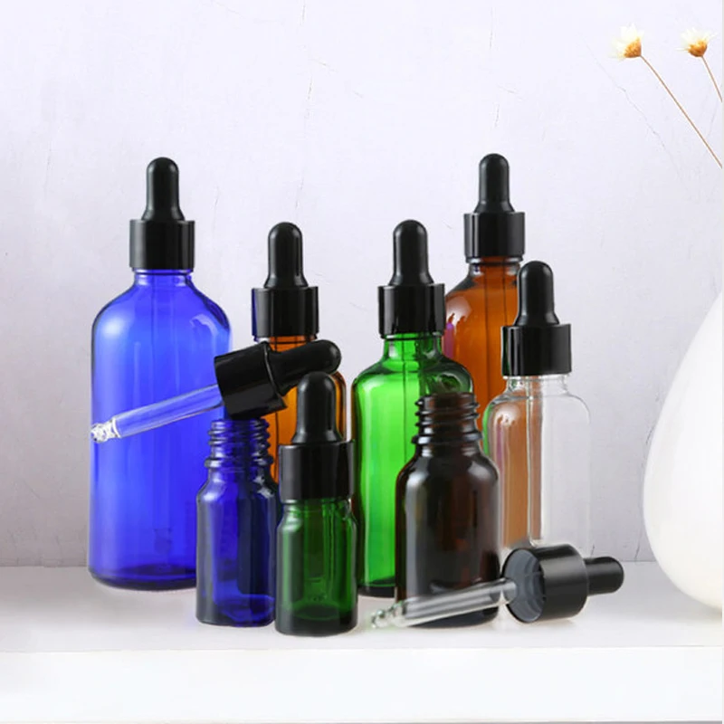 

1pcs 5ml-100ml Empty Amber Glass Dropper Bottles Essential Oil Drop Pipette Bottle Liquid Reagent Refillable Cosmetic Container
