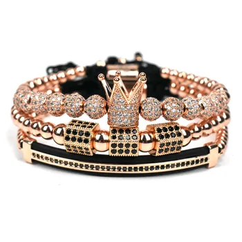 

3UMeter All Charm Bracelet Men Fashion Luxury 2019 Fashion New Gold Royal Crown Braided Adjustable Men Bracelet For Jewelry Gift