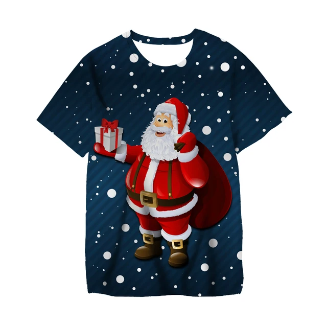 Baby Girl Cartoon Christmas Tree Printed Child T-shirt Short Sleeve Top Boys Fashion Santa Claus Kids Merry Christmas Clothes TX-040456