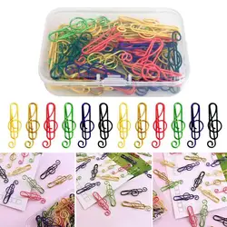 Trombones créatifs colorés, 50 pièces/boîte, Clips décoratifs en forme de musique, fournitures de bureau 