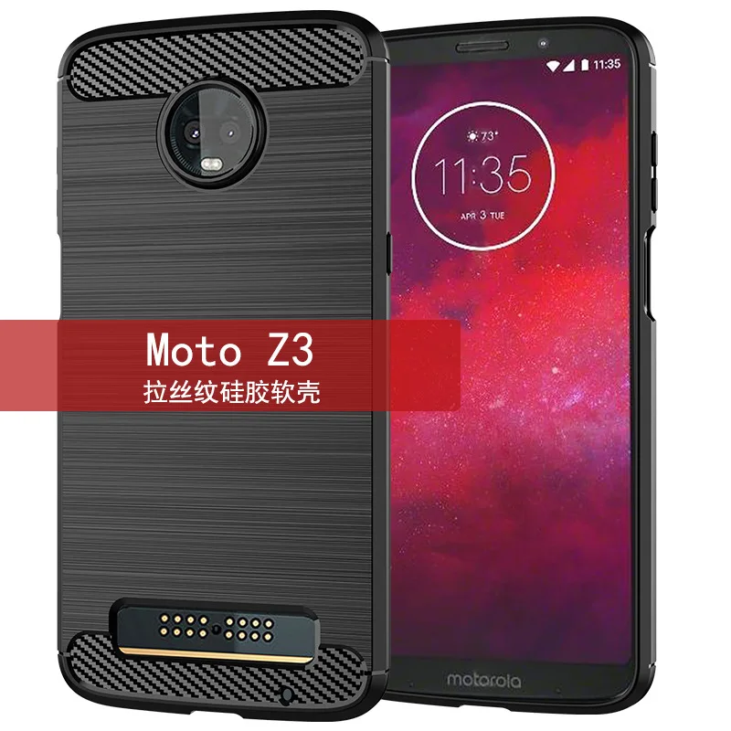 Чехол для телефона Moto Z3, защитный чехол для телефона Moto Z3, матовый чехол из углеродного волокна, силикагель, Ударопрочный Мягкий чехол