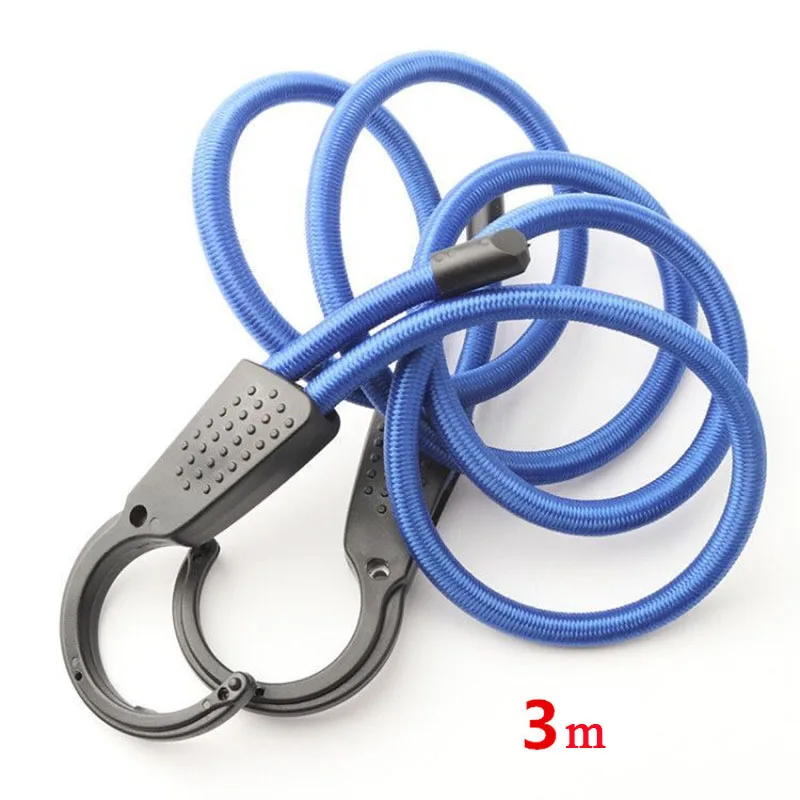 3 м Универсальный Автомобильный Регулируемый эластичный амортизационный шнур ремень Регулируемый Банджи шнур с очень широким отверстием стальные крючки - Цвет: 3m blue