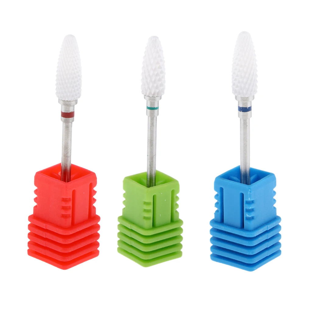 Set of 3 Professional Acrylic Cuticle Nails Bit for Manicure Pedicure Cuticle Gel Nail Polishing 3/32 inch