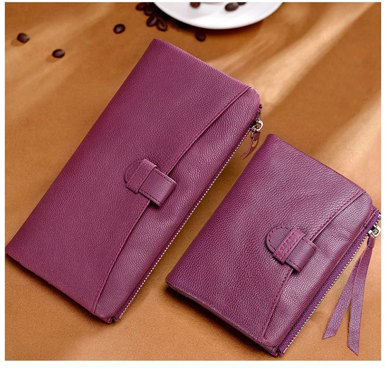 Cartera de piel de oveja para billetera larga y corta de piel auténtica de alta calidad, rosa, azul, negro, verde púrpura|Carteras| - AliExpress