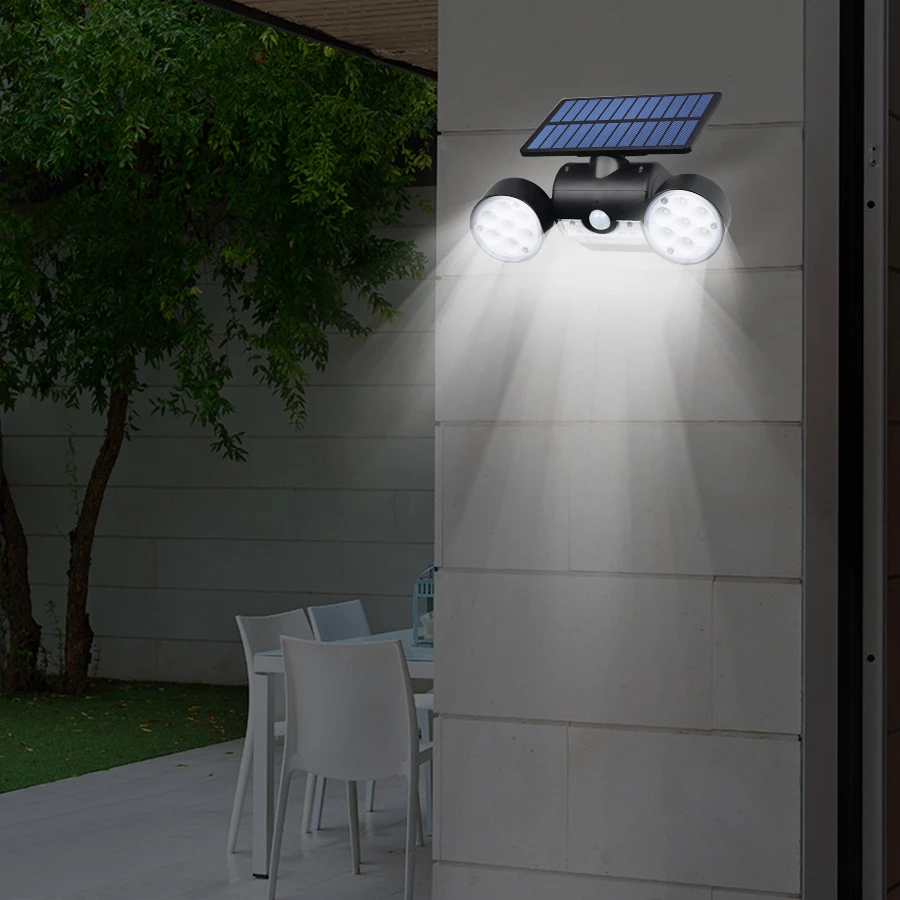 

3 Head Outdoor Solar LED Lights 30 Led Rotatable Motion Sensor Waterproof Spotlights For Wall Yard Garden Garage Driveway