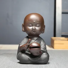

Kung Fu Tea Pet Yixing Black Sand Tea Pets Cute Monk Statue Tea Ceremony Accessories Decor Crafts Boutique Ornaments As Gifts