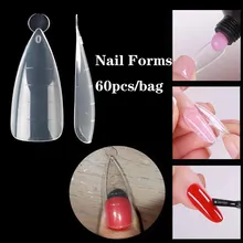 60 pçs limpar formas duplas construção rápida molde de unhas ponta diy poli prego arte uv construtor gel extensão stilettos cobertura completa formas de unhas