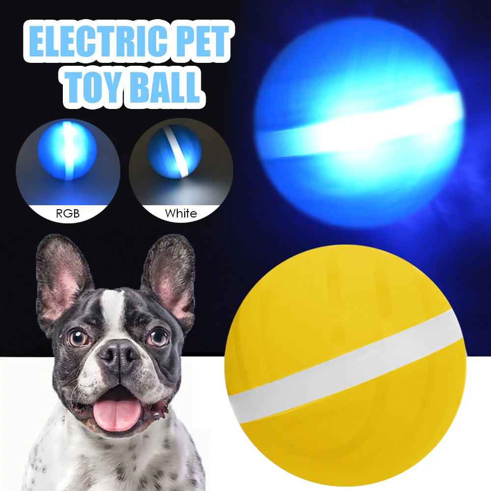 

Active Jump Ball Dog Toy USB Electric Pet Ball LED Rolling Flash Elastic Ball Cat Automatic Roll Fun Interactive Toy Waterproof