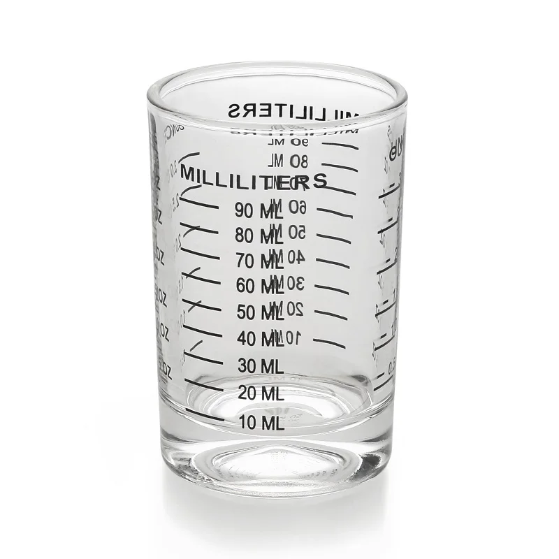 Glass Espresso Ounce Measuring Cup 90ml Double Scale Round Oz Water Cup Thick Bottom Baking Coffee Red Black Transparent Jigger