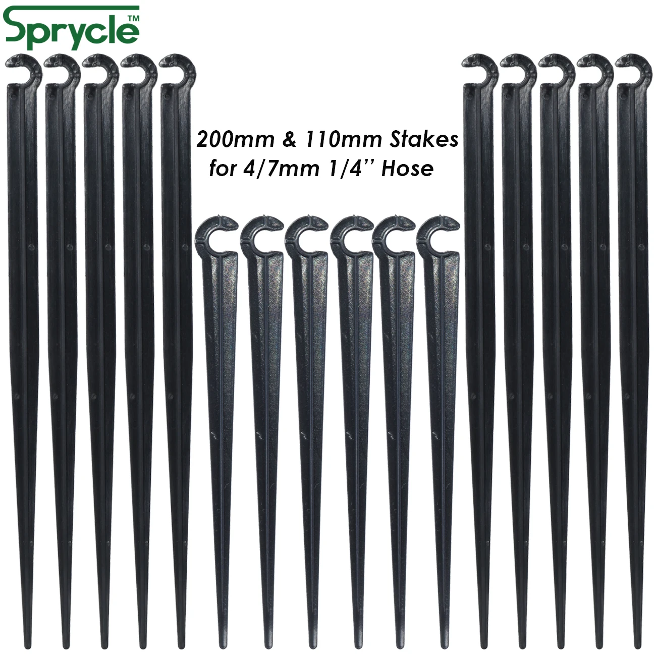 SPRYCLE 50-1000PCS Garden Drip Irrigation 1/4" Support Stake Fixed Stems Holder 11cm 20cm Fit 4/7mm Hose Pipe Inserting Ground