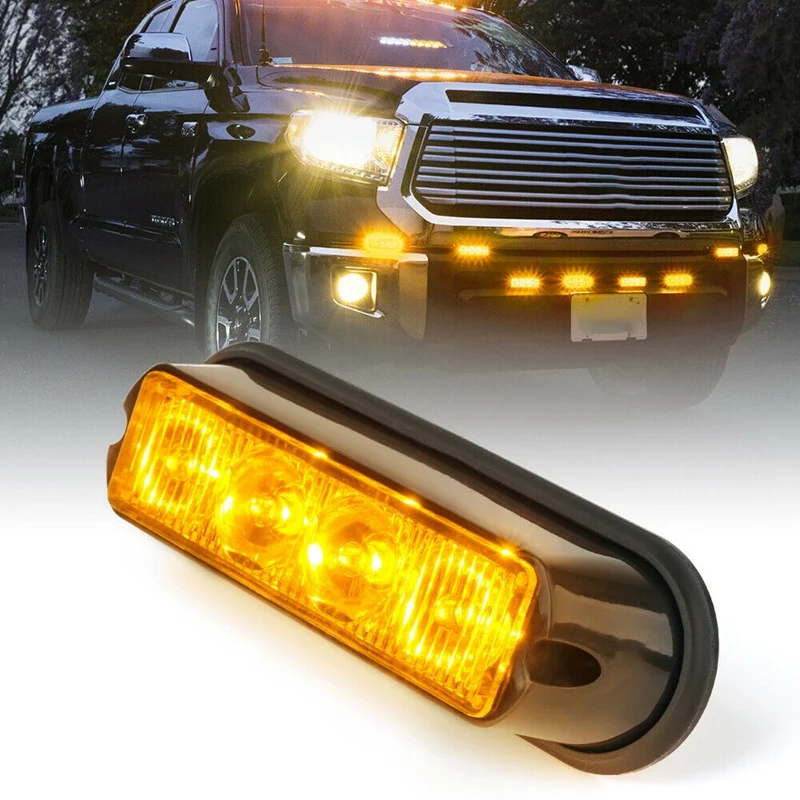 4 LED Emergency Security Side Marker Grille Flash Strobe Light Amber- 1PC