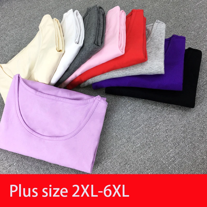 Women autumn winter plus large big size cotton thermal underwear set long johns top and bottoms 2XL-6XL