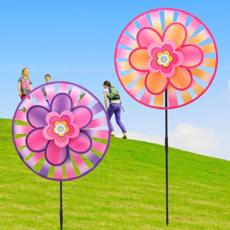 Colorful Sunflower Windmill Wind Spinner Home Garden Kids Toys Yard Decoration