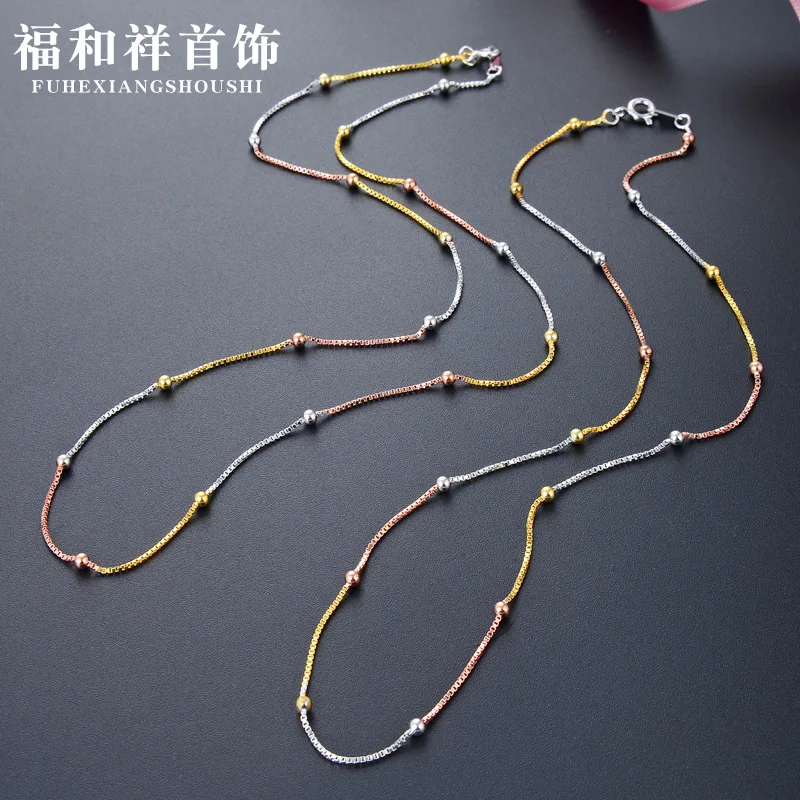 

Korean-style 08 Box Aberdeen Bag 2.5 Beads Necklace Processing S925 Fine Silver Choker Women's Accessories