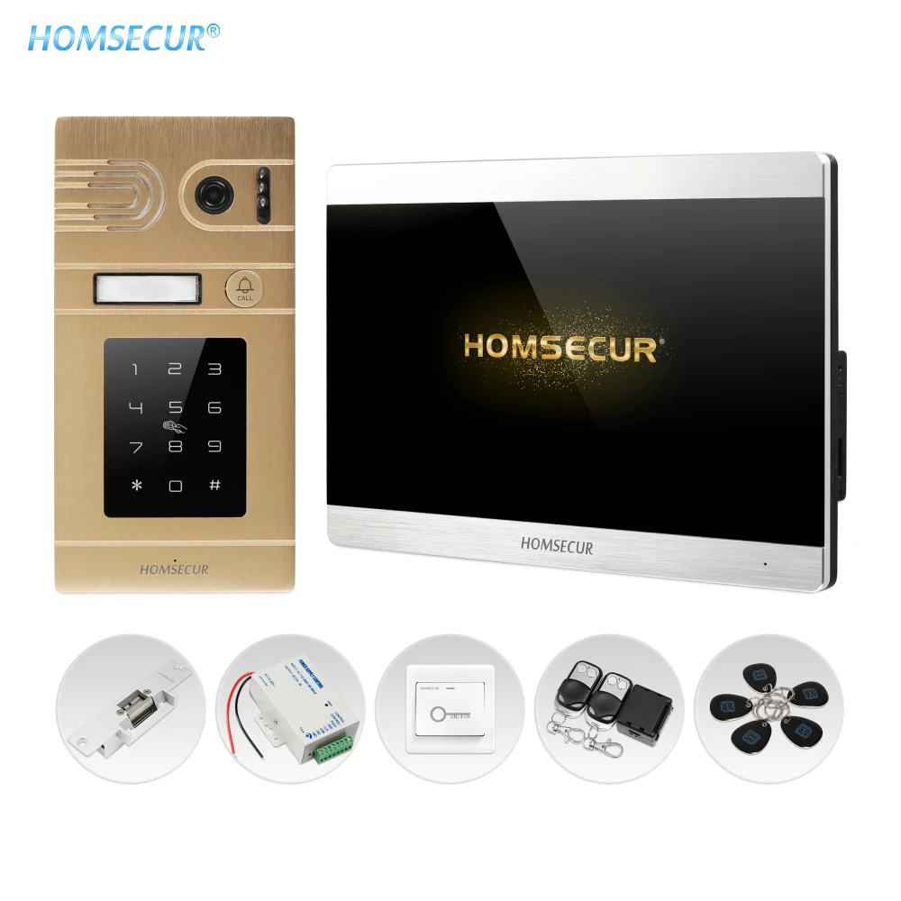HOMSECUR 4 Wire Video Door Intercom Kit with 7inch Touch Screen Unlock via Keyfob Password Fail Safe Lock Exit Button Included HOMSECUR 4 Wire Video Door Intercom Kit with 7inch Touch Screen Unlock via Keyfob Password Fail Safe Lock Exit Button Included