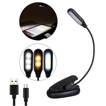 

5 LED Book Light USB Clip Reading Lamp Flexible 3 Brightness Modes Warm/Cool White Desk Table Lamps For Reading Book Lights