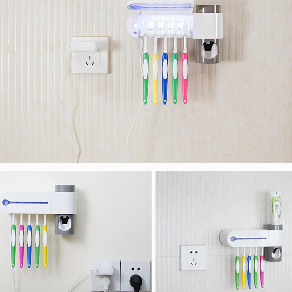 JuneJour светильник, Ультрафиолетовый Стерилизатор зубных щеток, держатель для зубной щетки, автоматический дозатор для зубной пасты, набор для ванной