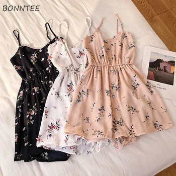 

Dress Women Mini High Waist Korean Fashion Spaghetti Strap Printed Leisure Summer Sweet Lovely Daily Streetwear Womens All-match
