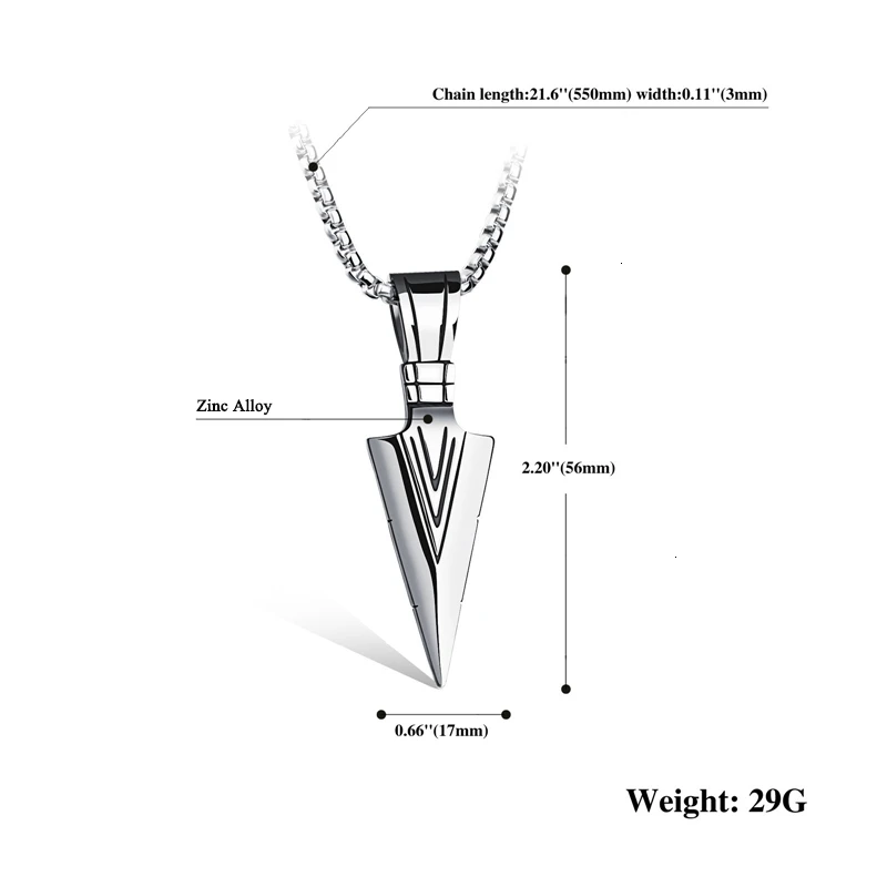 Модное мужское ожерелье, креативная подвеска в виде головы стрелы, подвеска на цепочке, очаровательное колье, мужское модное ювелирное изделие, колье ketting collares naszyjnik