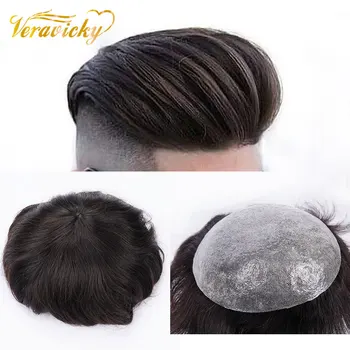 

Human Hair Durable Hairpiece Thin Skin PU Replacement System For Men Toupees Remy Hair Silicon Base Hairpieces for Man Wig