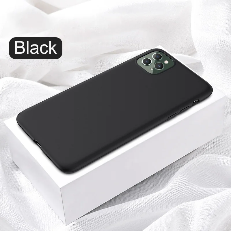 Black Тонкий жидкий силиконовый чехол для телефона для iPhone 11 Pro XS Max X XR карамельный цвет мягкий чехол для iPhone 11 7 8 6 6s Plus чехол - Цвет: Black