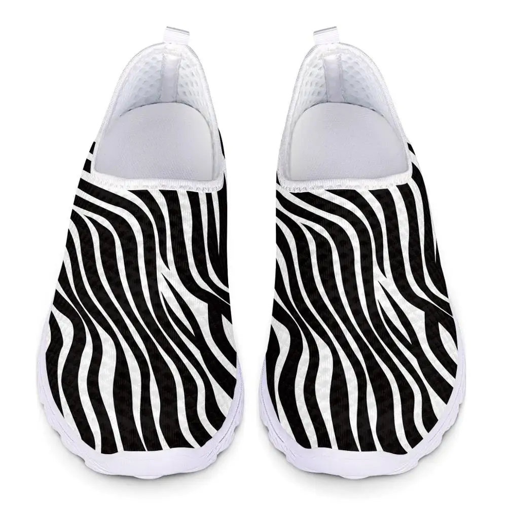 

Fashion Nursing Shoes Women Loafers Cute Zebra Print Breathable Slip On Mesh Running Shoes Sneakers for Ladies Casual Flats