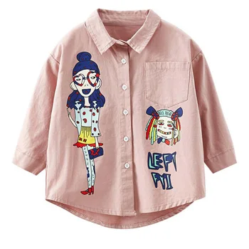 

2020 Spring Girls' Cartoon Blouse Children Shirt Summer Kids wear new middle and large Short sleeve Shirt Girl Fashion Clothes
