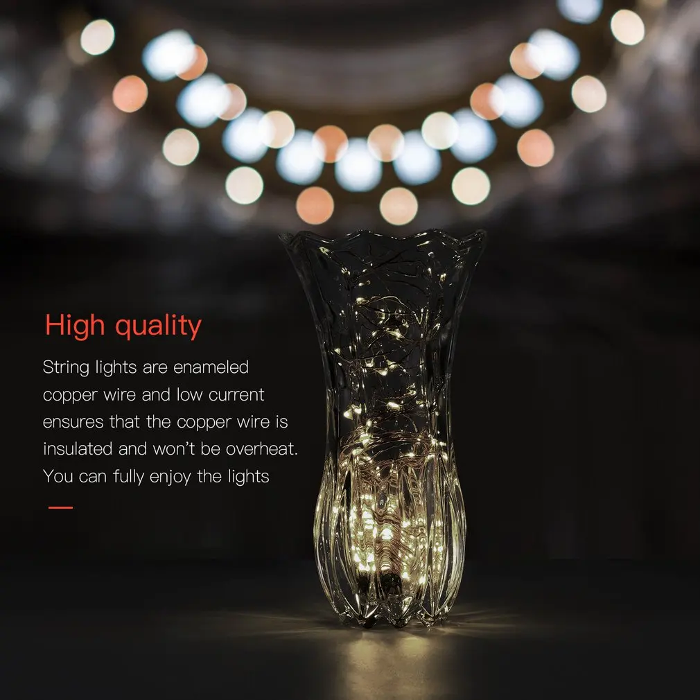 33ft/10m Remote Control LED String Lights Copper Wire Flexible Outdoor Lights for Christmas Wedding Decoration Waterproof