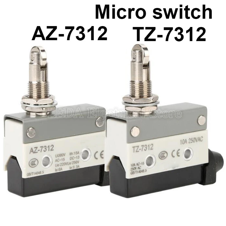 

1Pcs AZ-7312/TZ-7312 10A 250VAC 15A 380VAC Horizontal Limit Microswitch Small Dust Proof Key Micro Switch