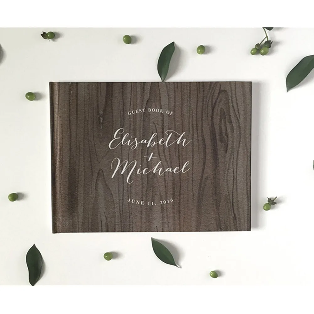 

Индивидуальные имена и дата мистер и миссис, Свадебная Гостевая книга, пейзаж, обручальное оформление, деревенский свадебный сувенир