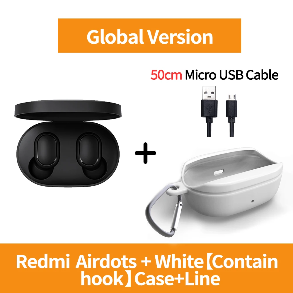 Xiaomi Redmi Airdots TWS Bluetooth 5,0 наушники стерео беспроводные активные шумоподавления с микрофоном Bluetooth Наушники управление AI - Цвет: WhiteCase 50cmline