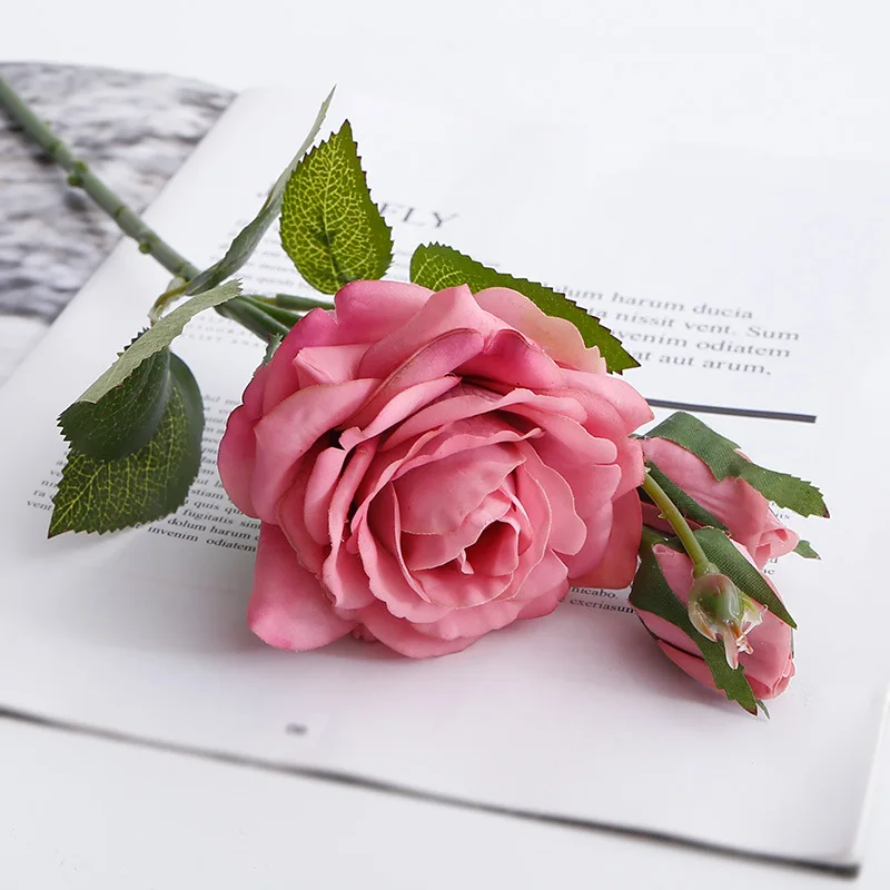 43cm Rose Pink Silk Peony Artificial Flowers Bouquet 2 Bracts Cheap Fake For Home Wedding Decoration Indoor | Дом и сад