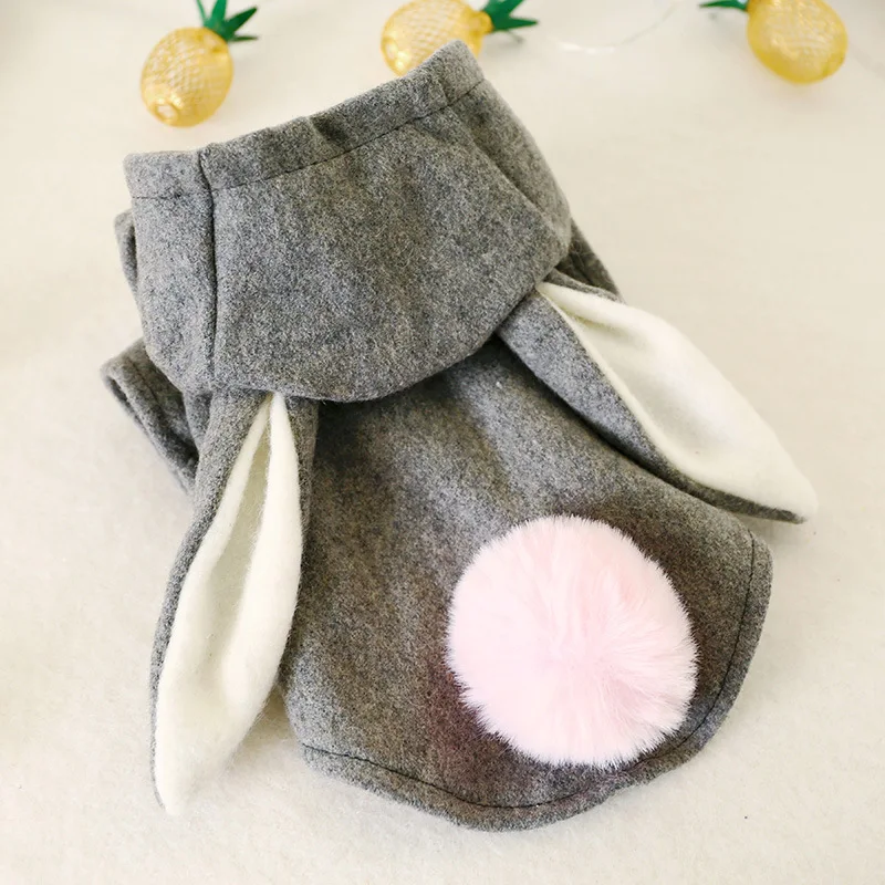 

Pet Dog Clothes for 2019 Autumn and Winter Newest Grey Color Pet Clothing with Rabbit Ear Short Coat for Dog Winter Warm Clothes