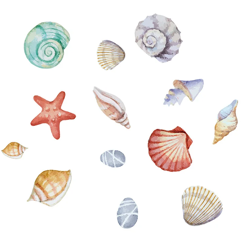 Многоцветные ракушки наклейки на стену домашний Декор из ПВХ водонепроницаемый