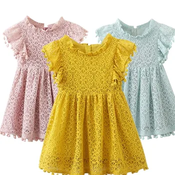 

Summer Lace Girl Flowers Tulle Princess Dress For Girls Kids Dresses For Girls Casual Wear Ruffle Sleeve 3-8ys Vestido