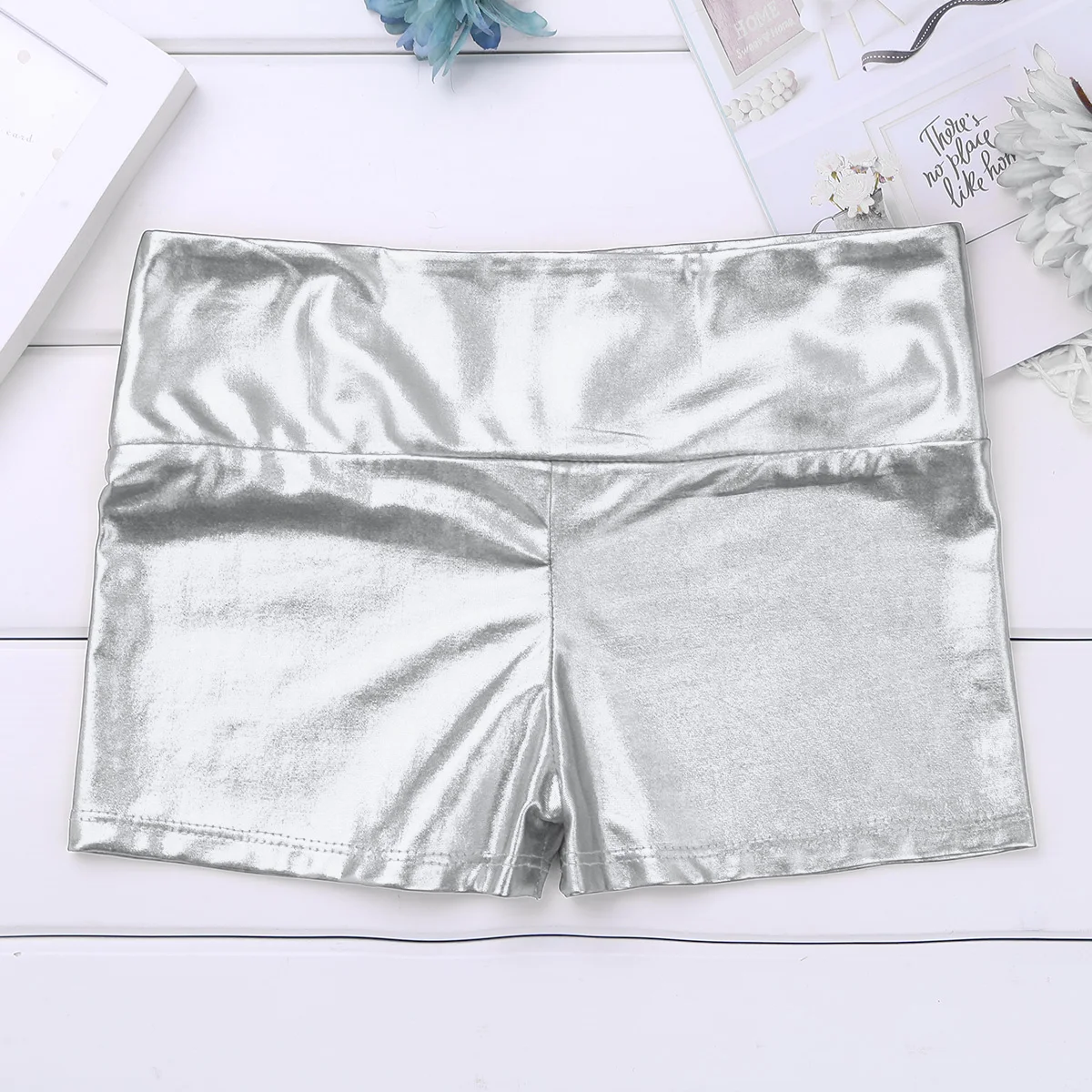 Kids Girls Shiny Metallic Ballet Dance Shorts Children Sports Gymnastics Exercise Fitness Workout Shorts Bottoms Activewear 6-14