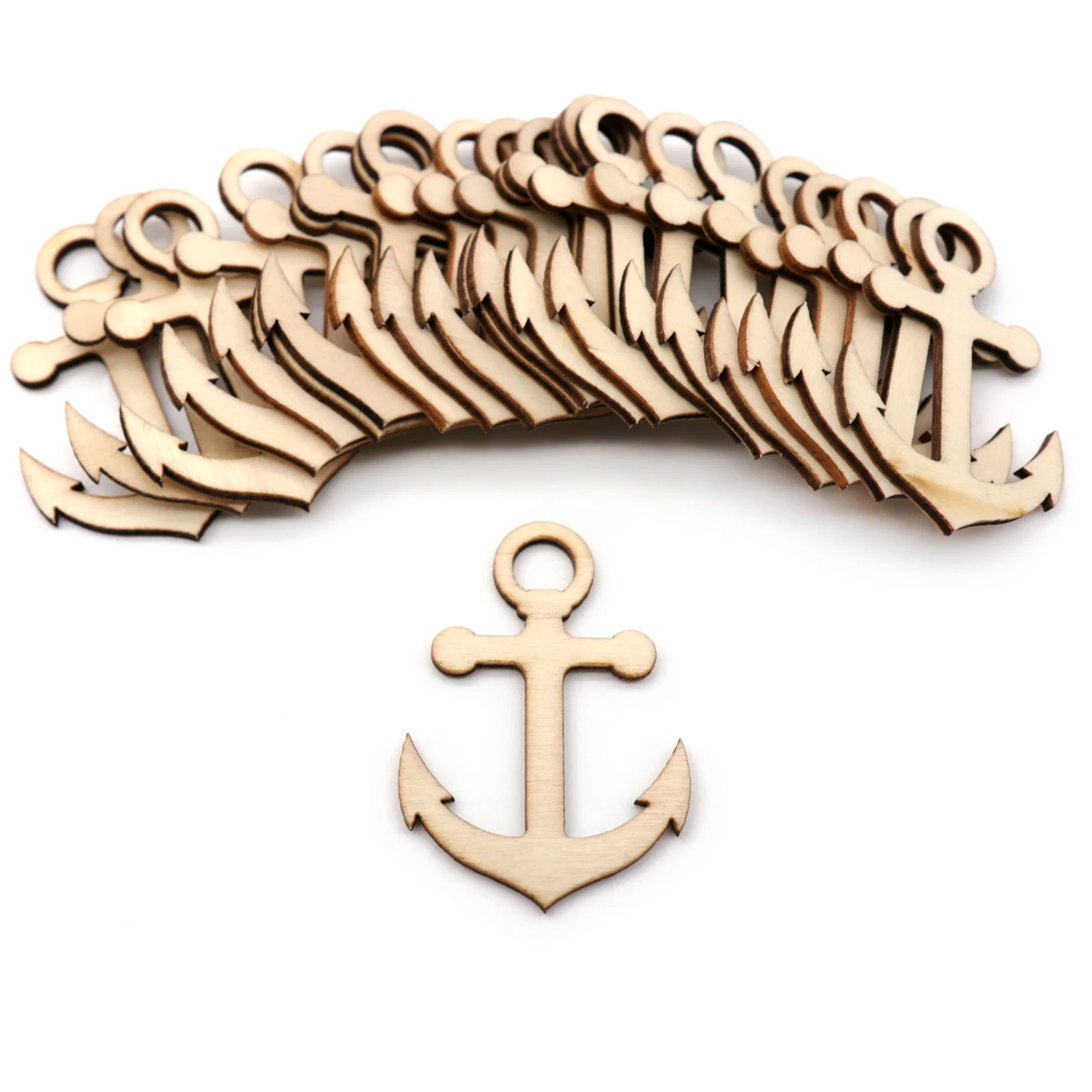 

10pcs Wooden Craft Anchor & Steering Shape Hanging Pendant Embellishment For DIY Fabric Accesory Scrapbook Home Party Decoration