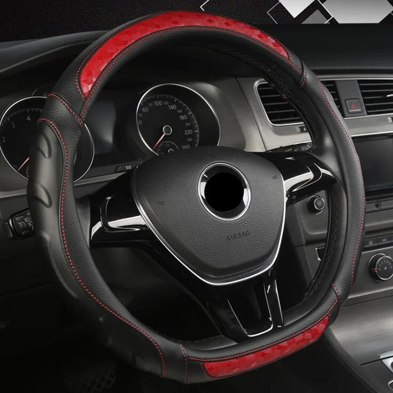 d-образный чехол на руль для VW Golf 7 Polo- Scirocco Jetta 6- Santana- авто аксессуары - Название цвета: Красный