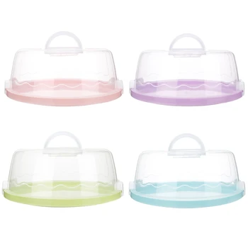 

Portable Plastic Round Cake Box Cupcake Dessert Container Case Sealing Handheld