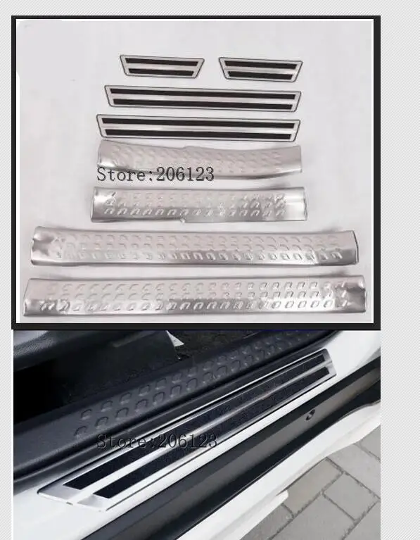 

For Toyota C-HR CHR 2017 2018 car original Threshold Strip Plastic+Stainless Steel Door Scuff Plate external Pedal moulding 8pcs