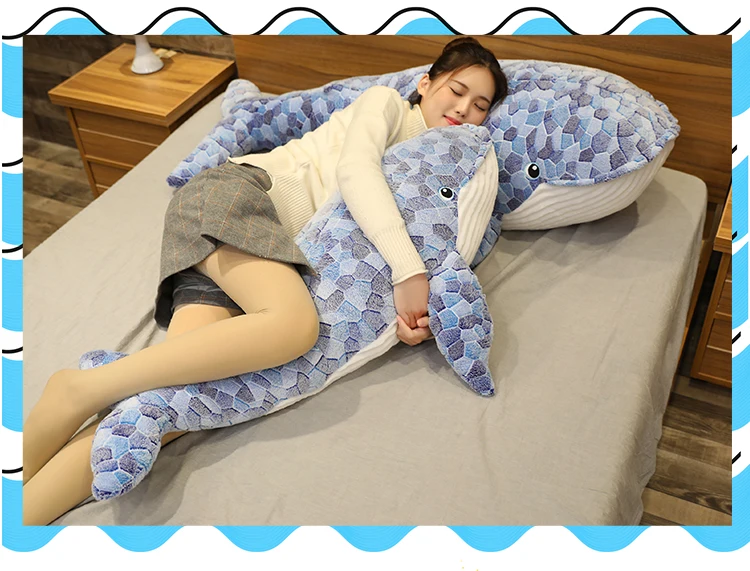 50cm-150cm big size whale plush toy pillow stuffed soft animals doll whale throw pillow cushion kids toys birthday gift