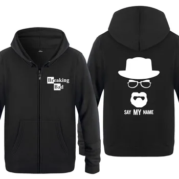 

High Quality Breaking Bad Heisenberg Printed Mens Hoodie Fleece Long Sleeve Man's Zipper Jacket Coat Sweatshirt Skate Tracksuit