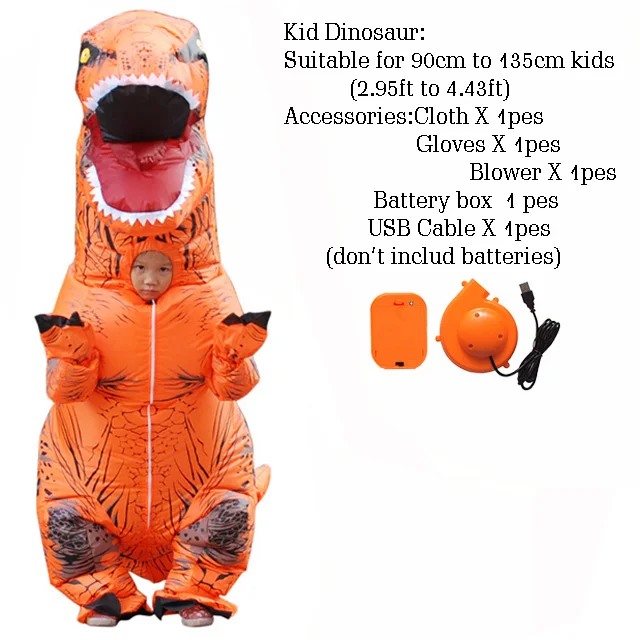 Забавный карнавальный костюм динозавра T-rex на Хэллоуин, надувной высокий маскарадный костюм для взрослых - Цвет: Kid Size13