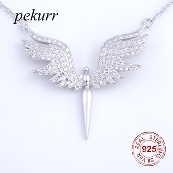 

Pekurr 925 Sterling Silver CZ Angle Wing Phoenix Eagle Bird Necklaces Pendants For Women Silver Chain Jewelry Gifts