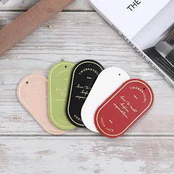 

Oval Hot Stamping Bookmark Creative Hanging Keychain Accessories Stamping Hot Leather Double-sided Bookmark Student Pu E0D8