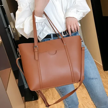 

Large Solid Color Women Handbags Leather Women Shoulder Bags Designer Women Messenger Bags Ladies Casual Tote Bags Sac A Main