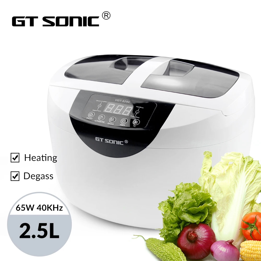GTSONIC-VGT-6250 limpiador ultrasónico Digital, 2500ML, para frutas, verduras, hogar, cocina, baños ultrasónicos